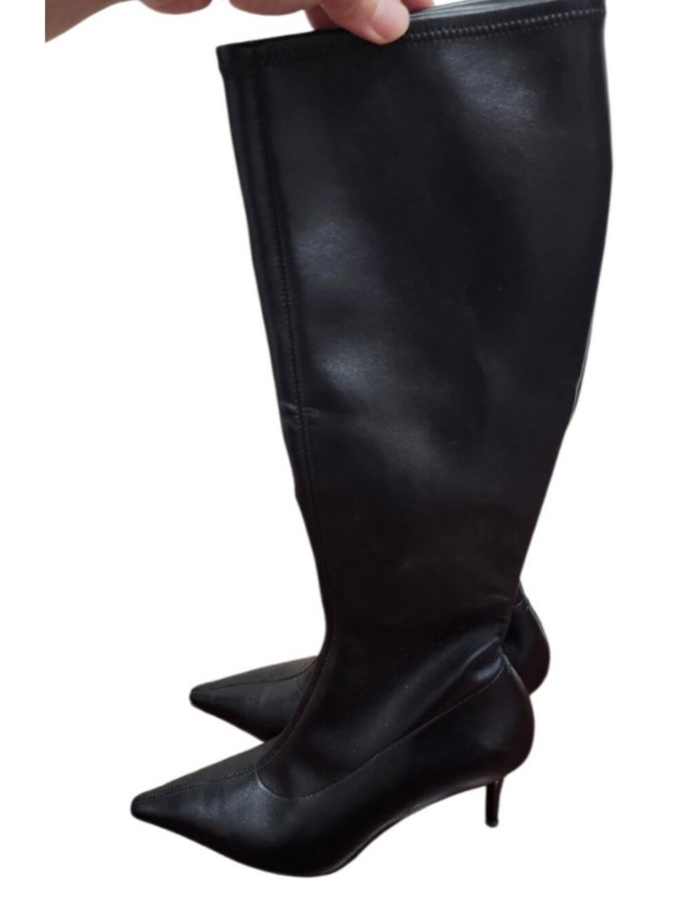 Rag & Bone Mercer Leather Knee High Boots Black Pointed Toe Kitten Heel EU 37 - Picture 7 of 16